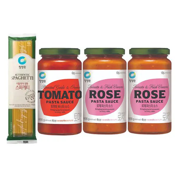 상품 이미지: 청정원 파스타소스, 로제, 600g, 2개 + 토마토, 600g, 1개 + 스파게티면, 500g, 1개
