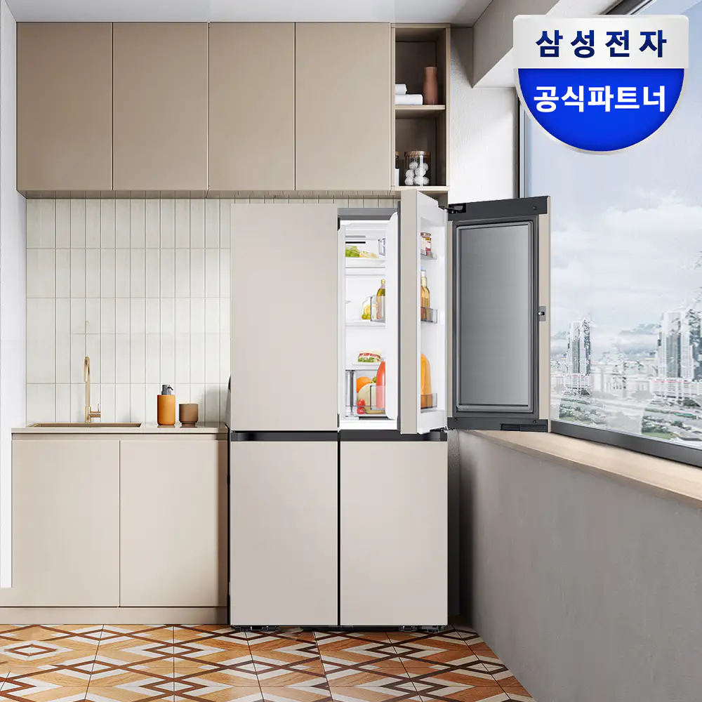 상품 이미지: [혜택가184만]삼성 비스포크 AI 냉장고 4도어 1등급 푸드쇼케이스 에센셜 베이지(RM70F90M1GD)