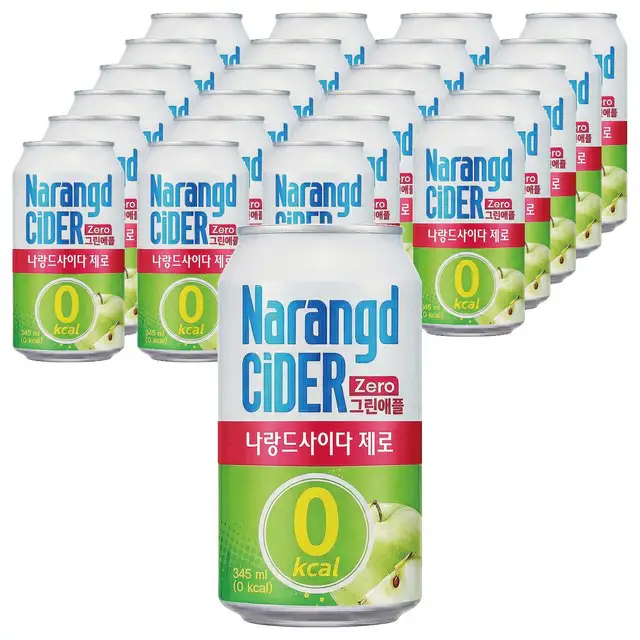 상품 이미지: 나랑드사이다 제로 그린애플 캔, 345ml, 24개