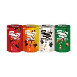 상품 이미지: 롯데웰푸드 빼빼로 초코 185g+빼빼로 크런키 140g+빼빼로 화이트쿠키 132g+빼빼로 아몬드 132g 각 1개 (총 4개)