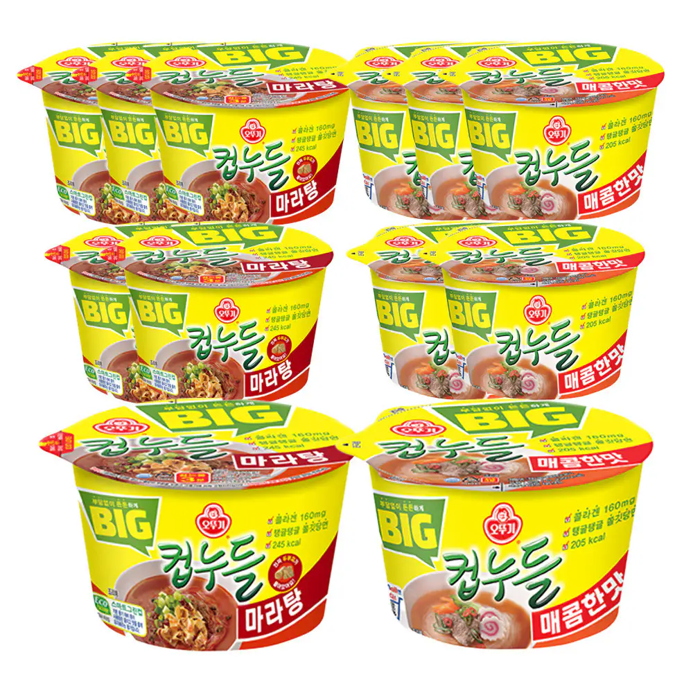 상품 이미지: 오뚜기 빅컵누들 마라탕 6개+빅컵누들 매콤한맛 외 8종 총 12개