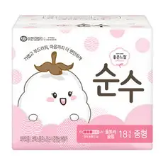상품 이미지: 좋은느낌 순수 울트라 슬림 생리대 날개형, 중형, 18개입, 1개