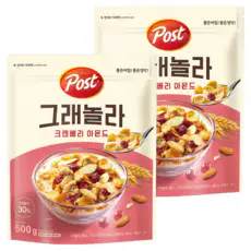 상품 이미지: 포스트 크랜베리 아몬드 그래놀라, 500g, 2개