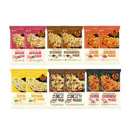 상품 이미지: 아워홈 새우볶음밥 250g+김치철판볶음밥 250g+치킨데리야끼볶음밥 250g+소불고기볶음밥 250g+계란야채볶음밥 230g+매콤불닭볶음밥 230g 각 2개 (총 12개)