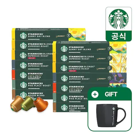상품 이미지: [오늘의딜] 캡슐커피 10캡슐 x 9박스 by 네스프레소(+ 블랙 머그 325ml 증정)