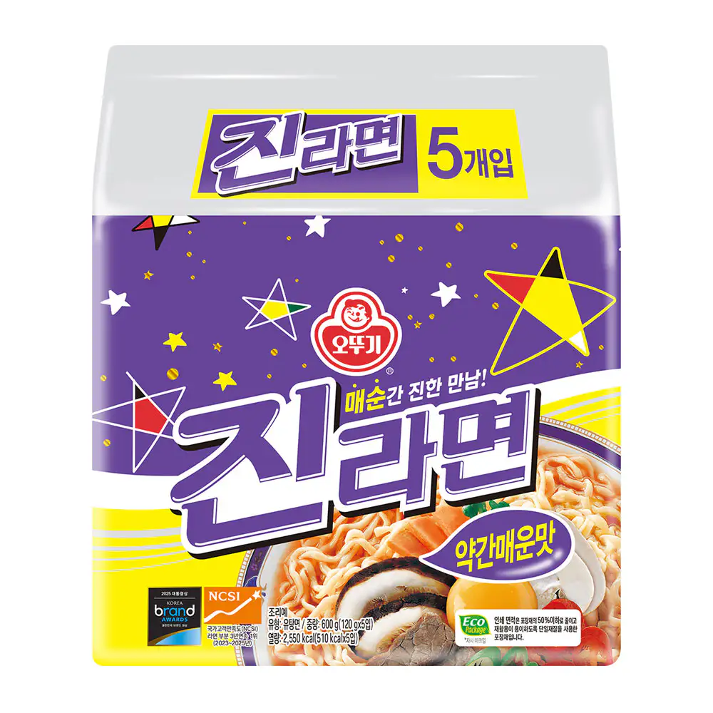 상품 이미지: 오뚜기 진라면 약간매운맛 120g 5개